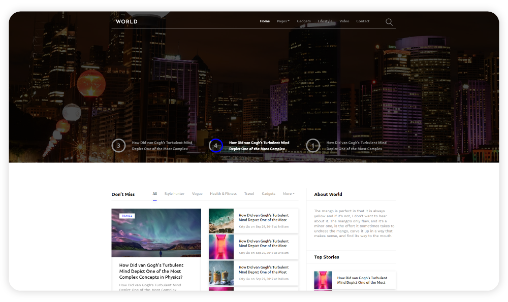 World Blog Websites Template for Magazines