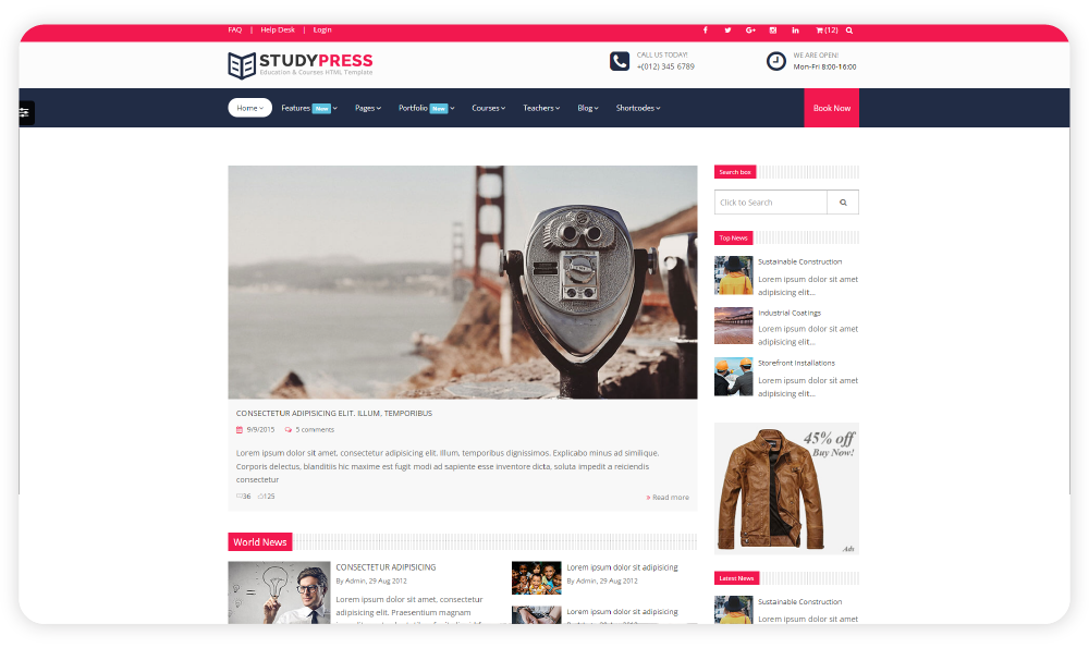 Studypress Education Blog template