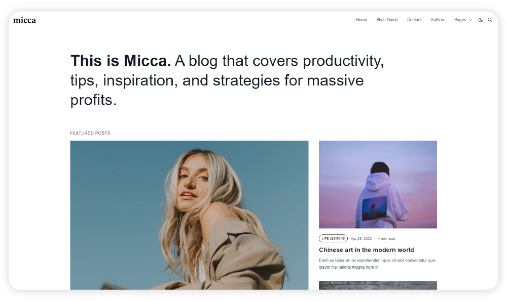 Micca - Modern Blog Template