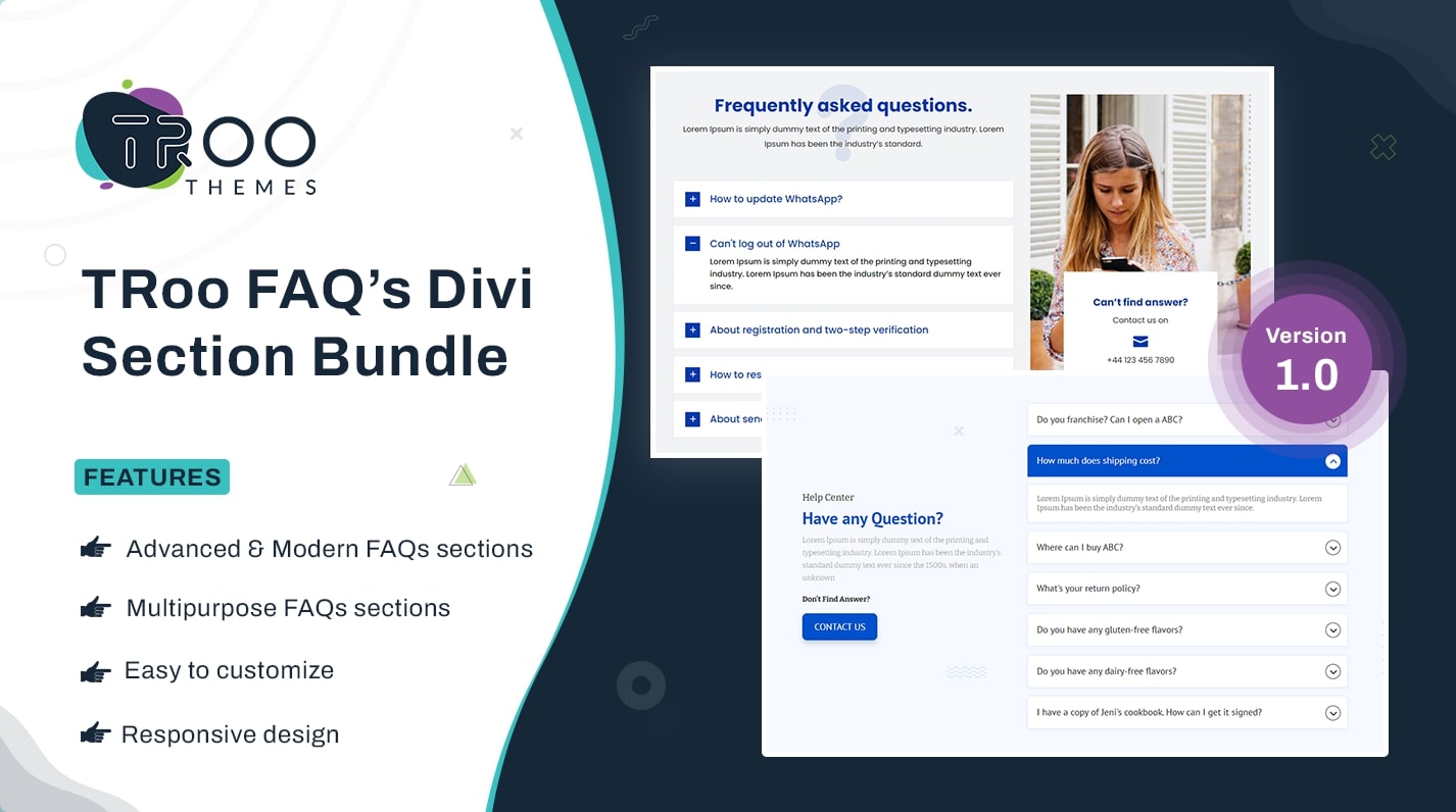 TRoo Divi Faqs Section Bundle