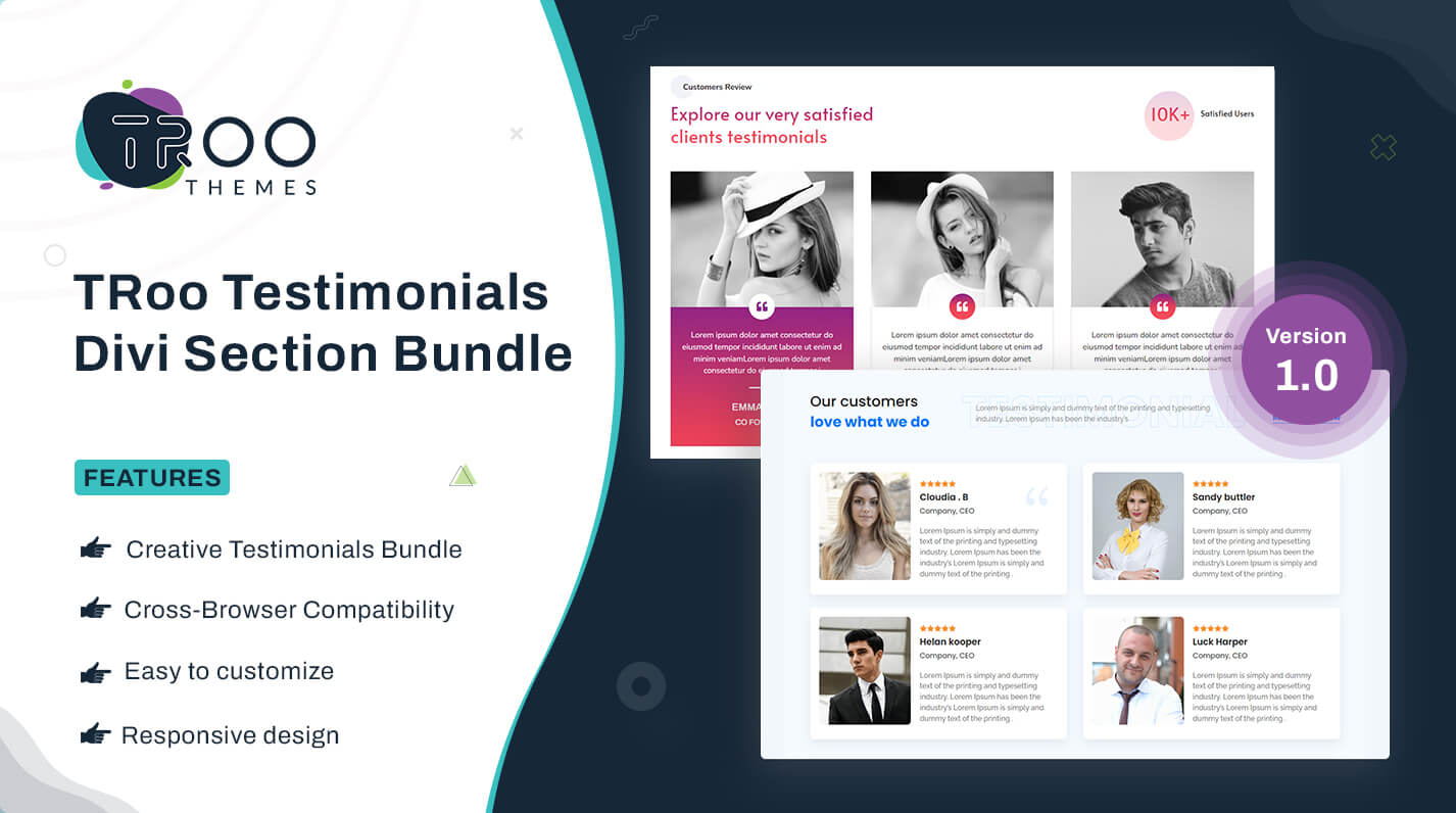 TRoo Divi Testimonials Section Bundle