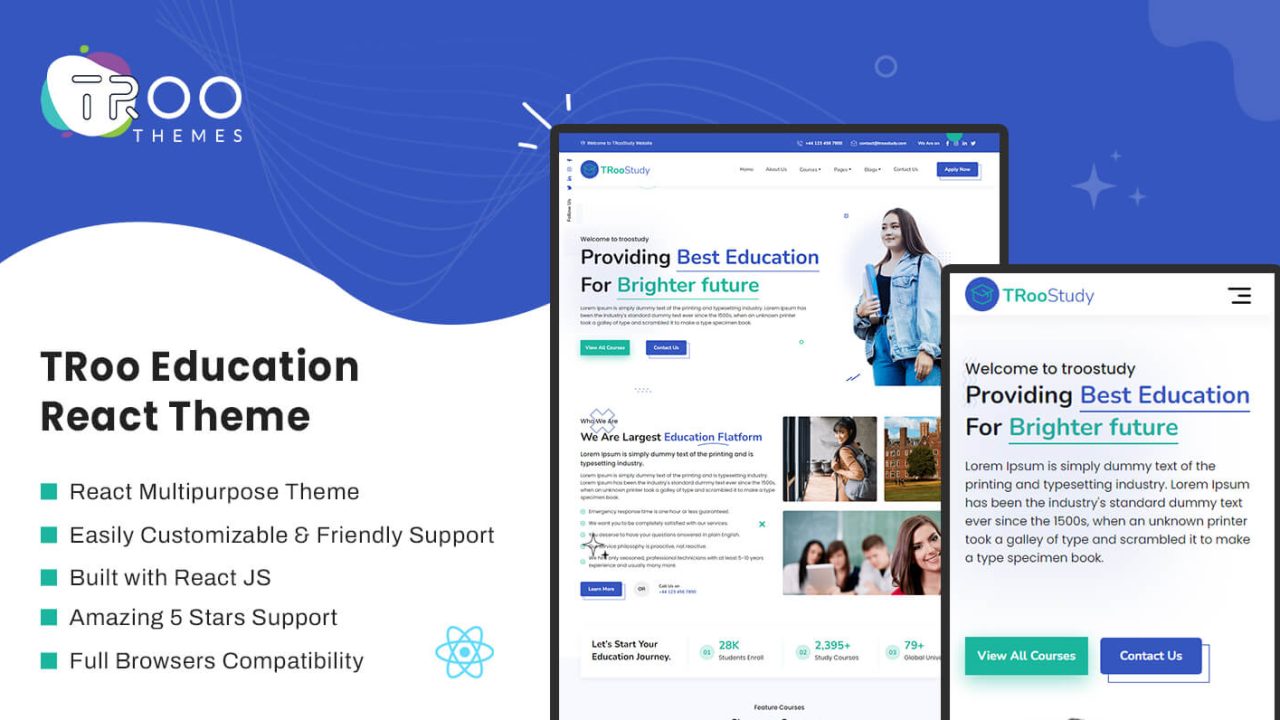 TRoo Study Education React JS Theme