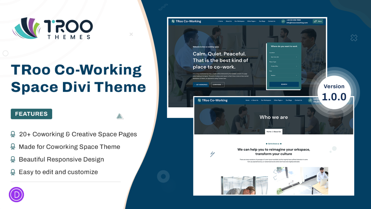 TRoo Co-Working Space Divi Theme