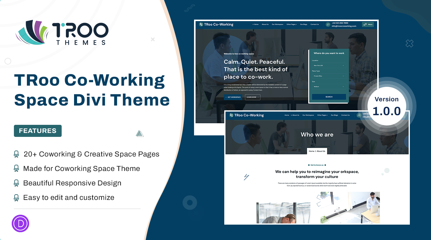 TRoo Co-Working Space Divi Theme