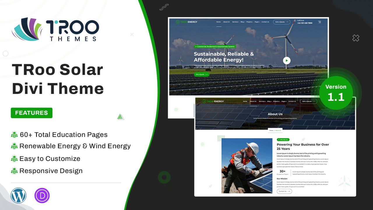 TRoo Solar Divi Theme Featured image