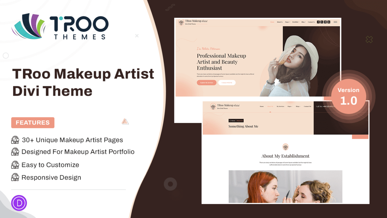 TRoo Makeup Artist Divi Theme Featured Image