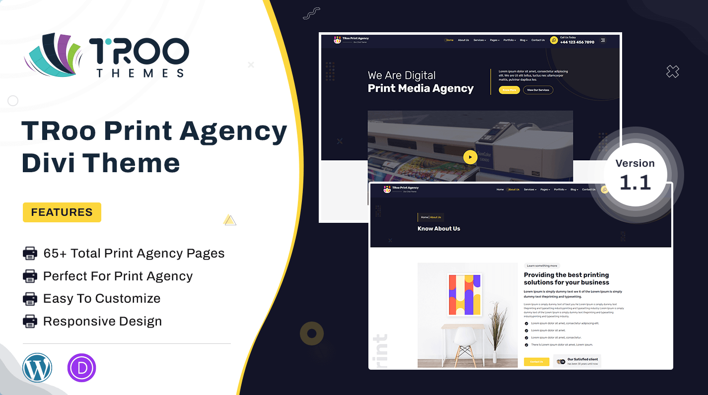 TRoo Print Agency Divi Theme - Featured Image