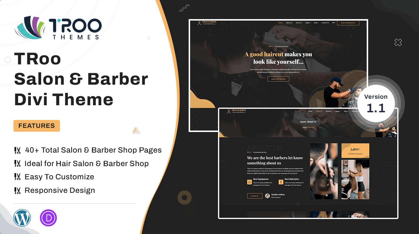 TRoo Salon & Barber Divi Theme - Featured image