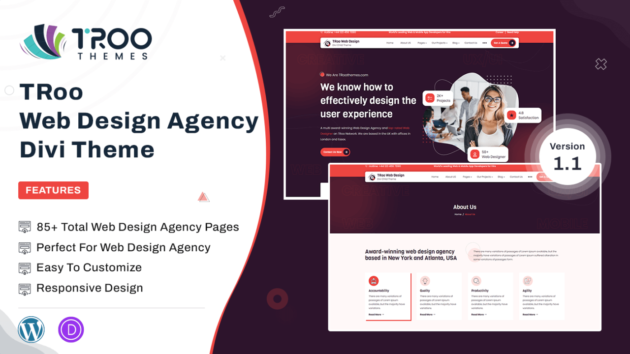 TRoo Web Design Agency Divi Theme - Featured Image