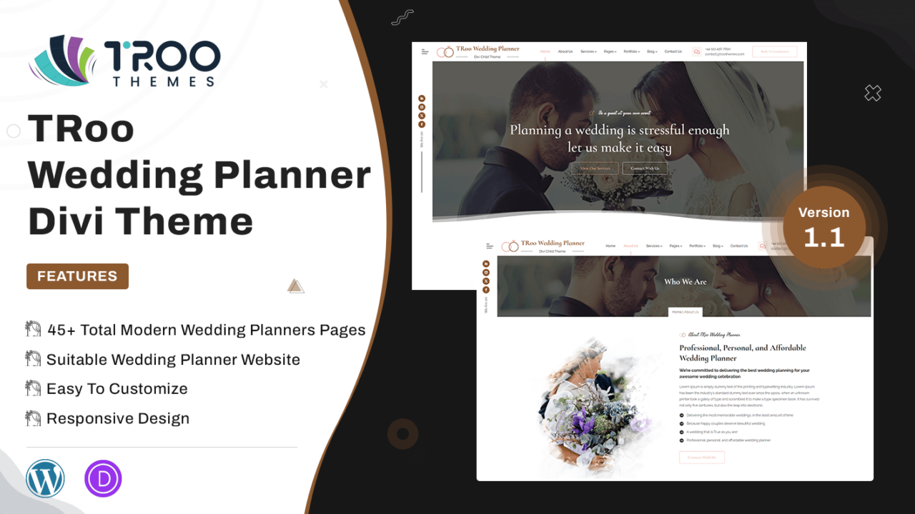 TRoo Divi Wedding Planner Theme -Featured image