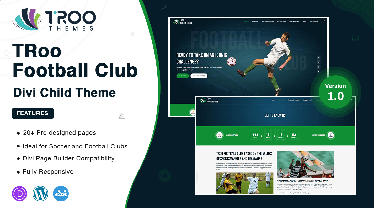 TRoo Football Club Divi Child Theme - Featured Image