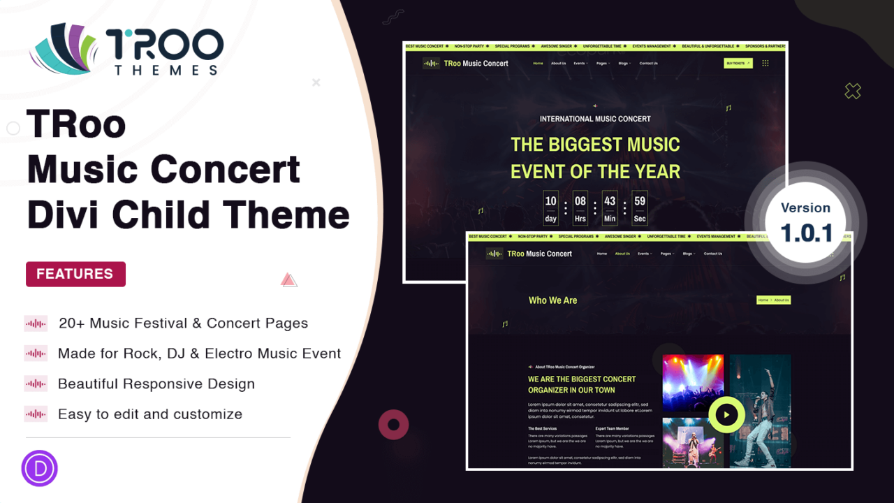 TRoo Music Concert Divi Child Theme - Featured Image