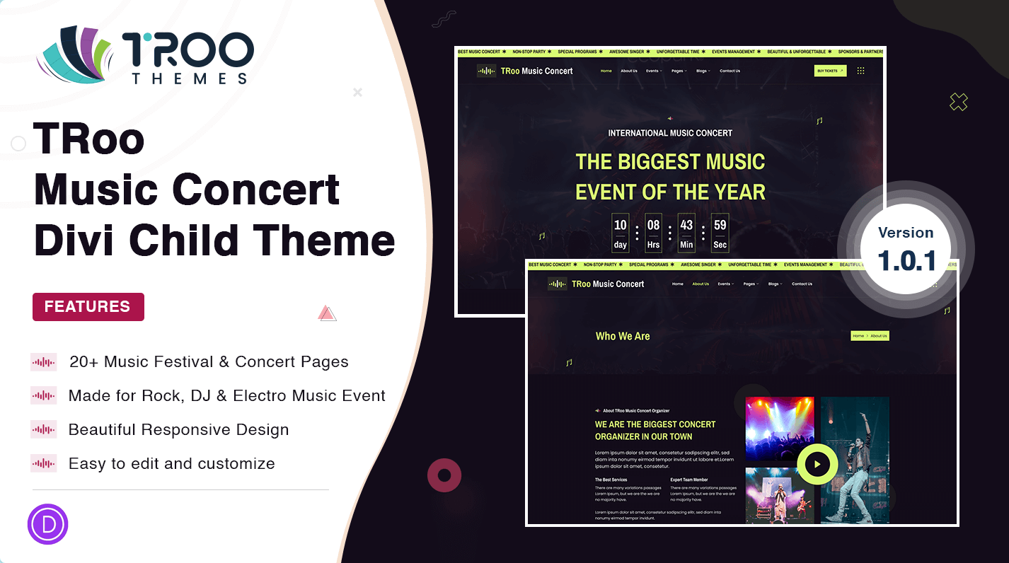 TRoo Music Concert Divi Child Theme - Featured Image