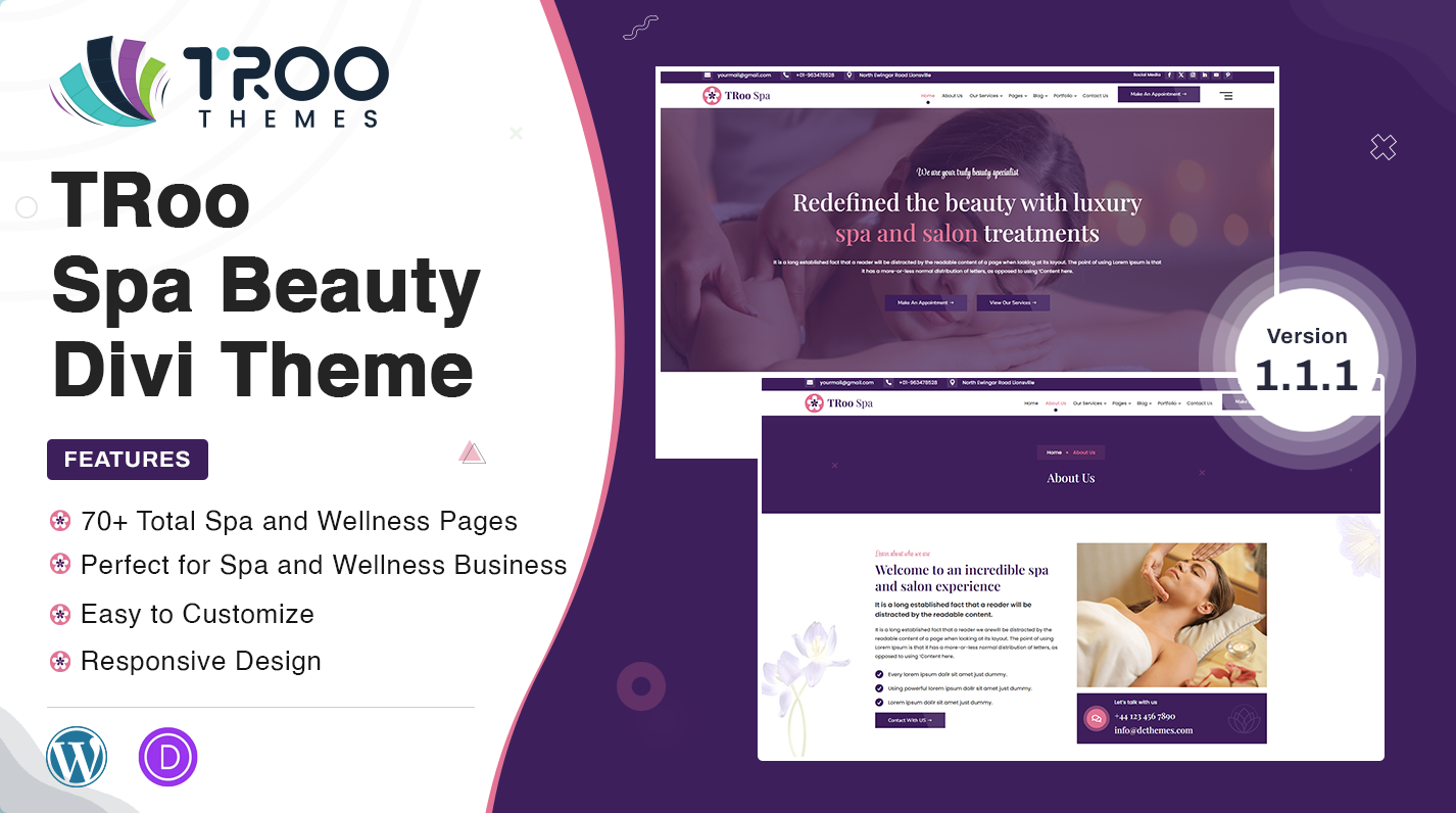 TRoo Spa and Wellness Divi Theme - Featured Image